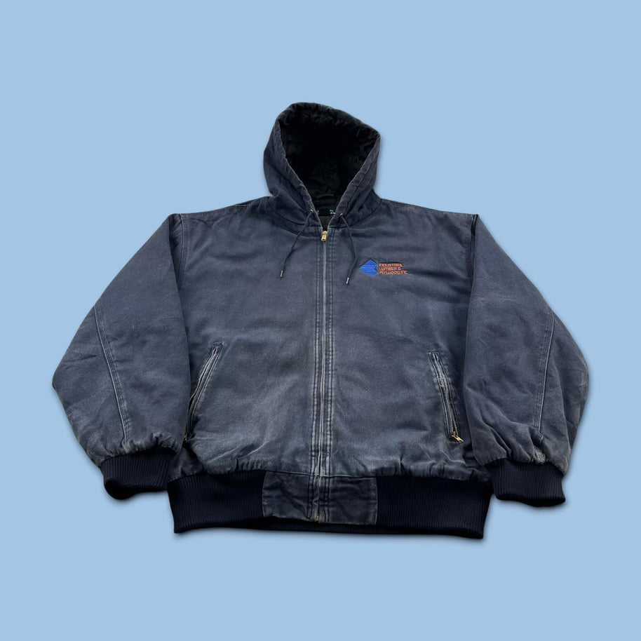 VINTAGE Y2K HOODED WORKWEAR BOMBER ACTIVE JACKET NAVY