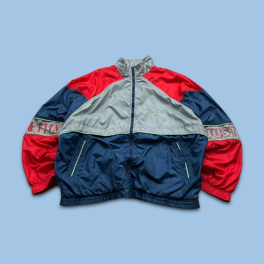VINTAGE 90s NIKE WINDBREAKER TRACKSUIT SHELL JACKET NAVY / RED