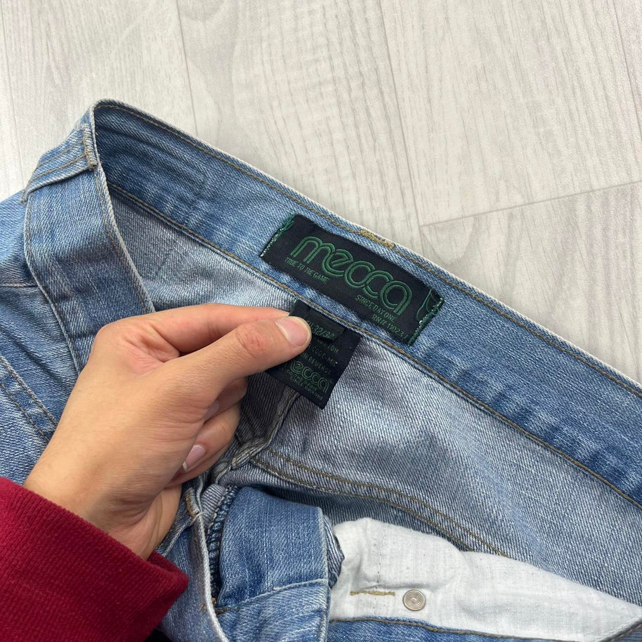 VINTAGE Y2K MECCA EMBROIDERED BAGGY JEANS BLUE