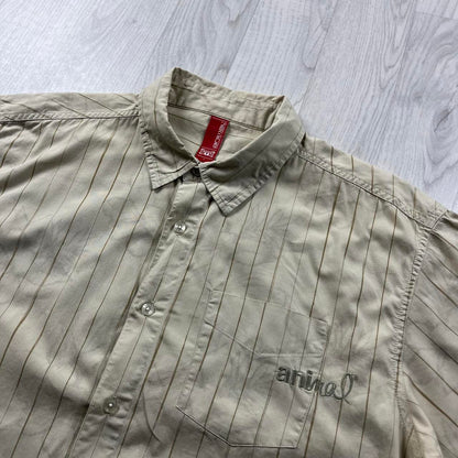 VINTAGE Y2K ANIMAL STRIPED SHORT SLEEVE SHIRT BEIGE