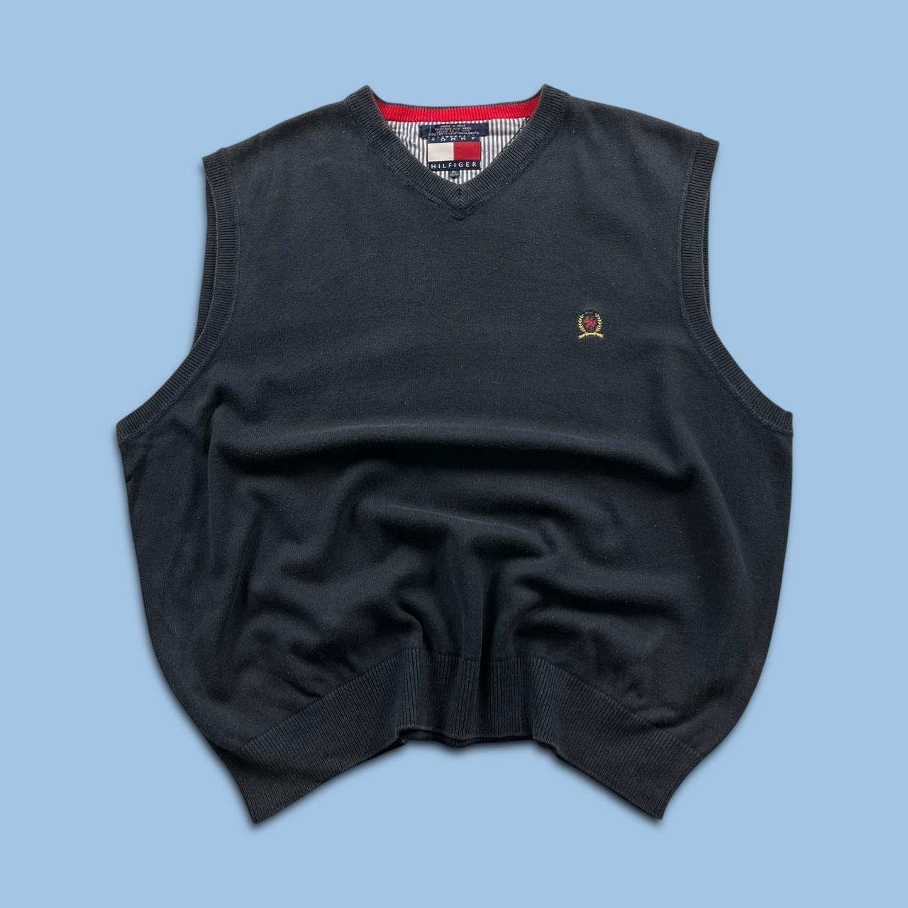 VINTAGE Y2K TOMMY HILFIGER CHUNKY SWEATER VEST NAVY