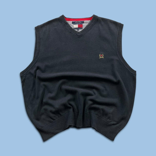 VINTAGE Y2K TOMMY HILFIGER CHUNKY SWEATER VEST NAVY