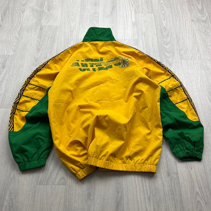 VINTAGE Y2K UMBRO BRAZIL WINDBREAKER TRACKSUIT JACKET YELLOW / GREEN