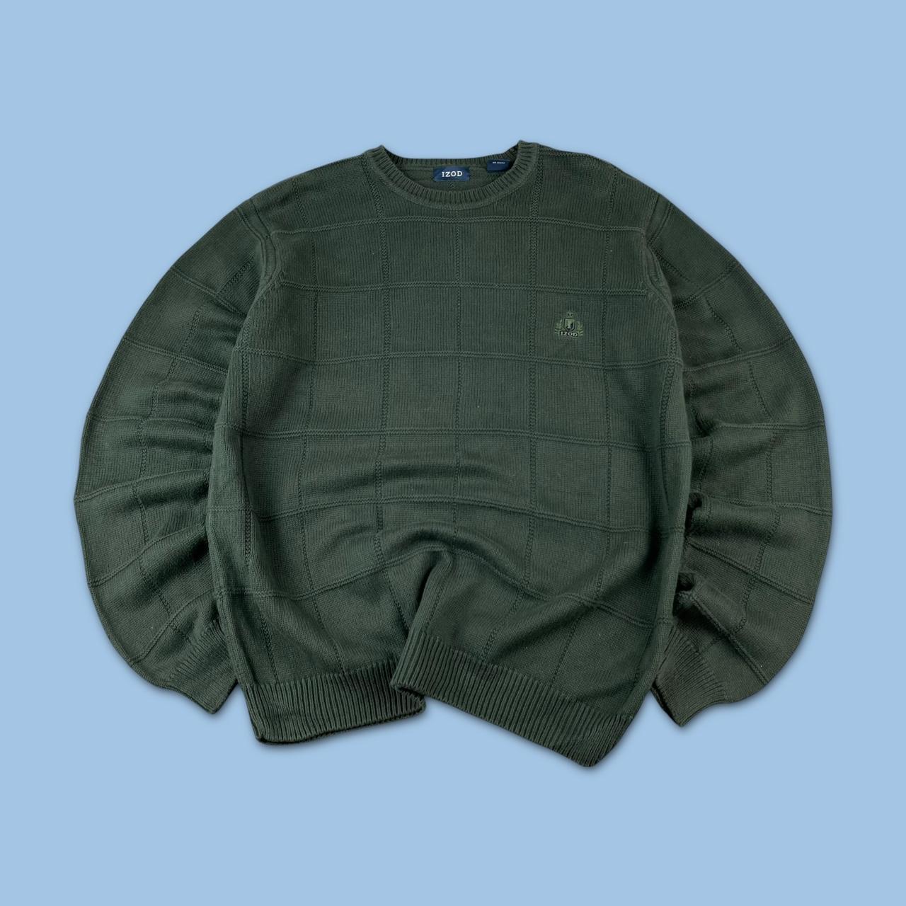 VINTAGE Y2K IZOD PLAID CHUNKY ESSENTIAL KNITTED JUMPER GREEN