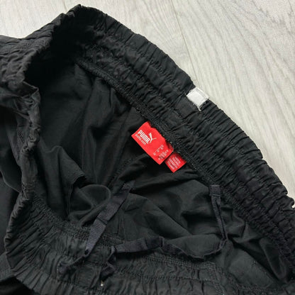 VINTAGE Y2K PUMA TECHNICAL WIDE LEG TRACKSUIT BOTTOMS BLACK