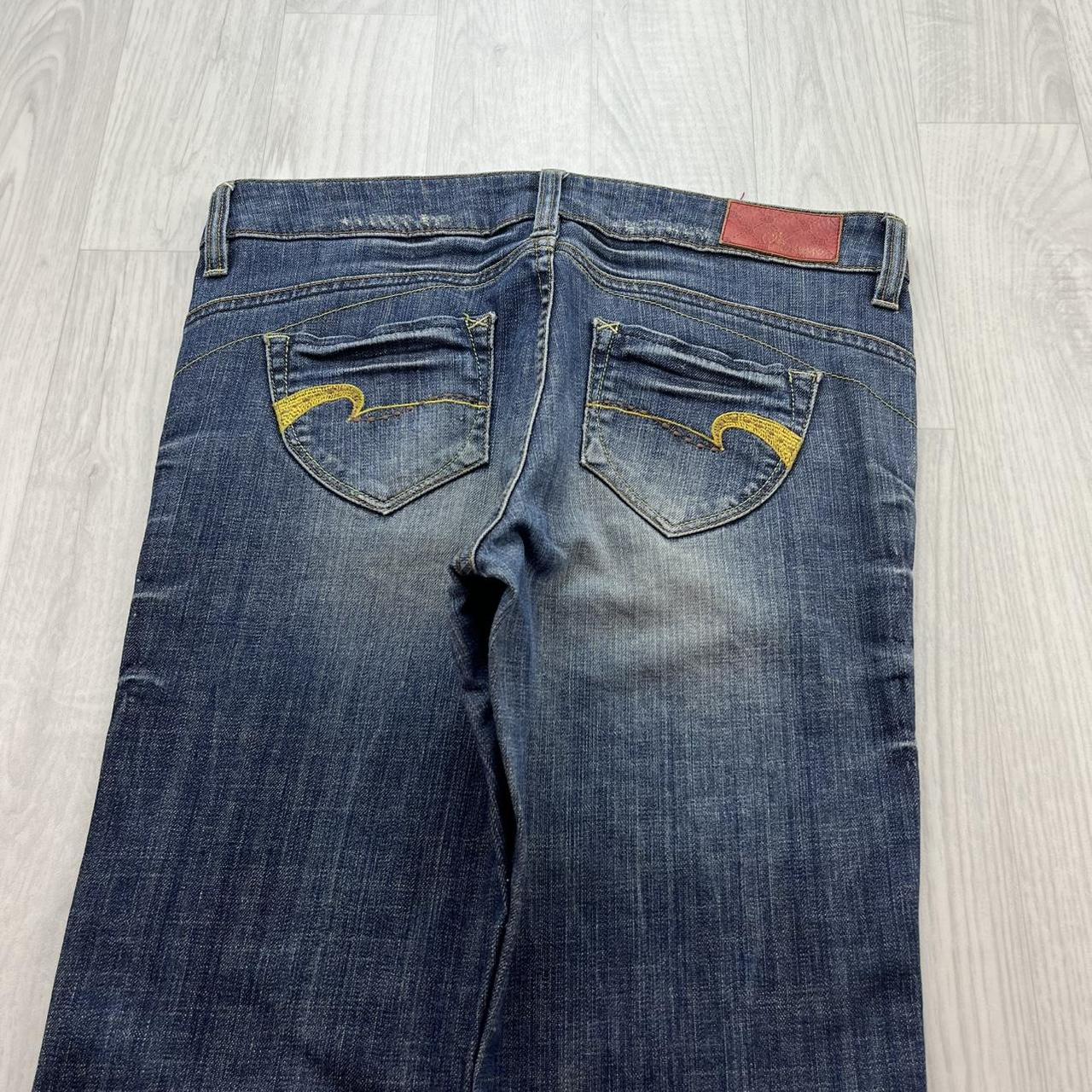 VINTAGE Y2K VICTORIA LOW RISE BOOTCUT EMBROIDERED JEANS BLUE