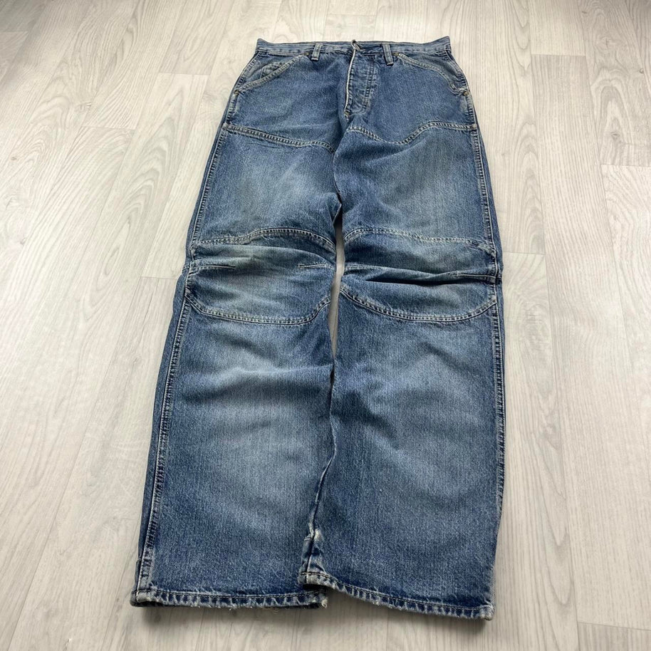 VINTAGE Y2K G STAR BAGGY UTILITY JEANS BLUE