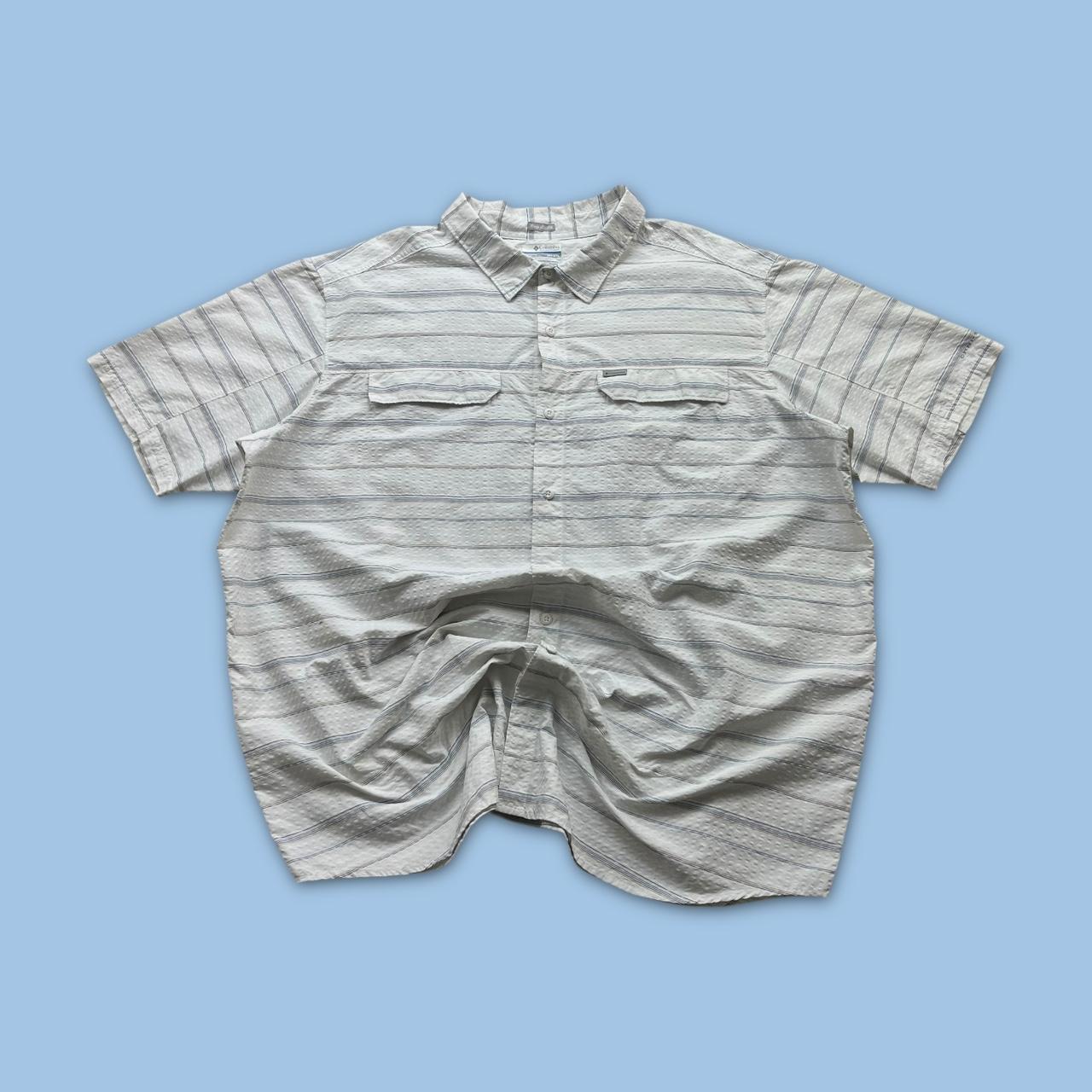 VINTAGE Y2K COLUMBIA STRIPED SHORT SLEEVE SHIRT WHITE