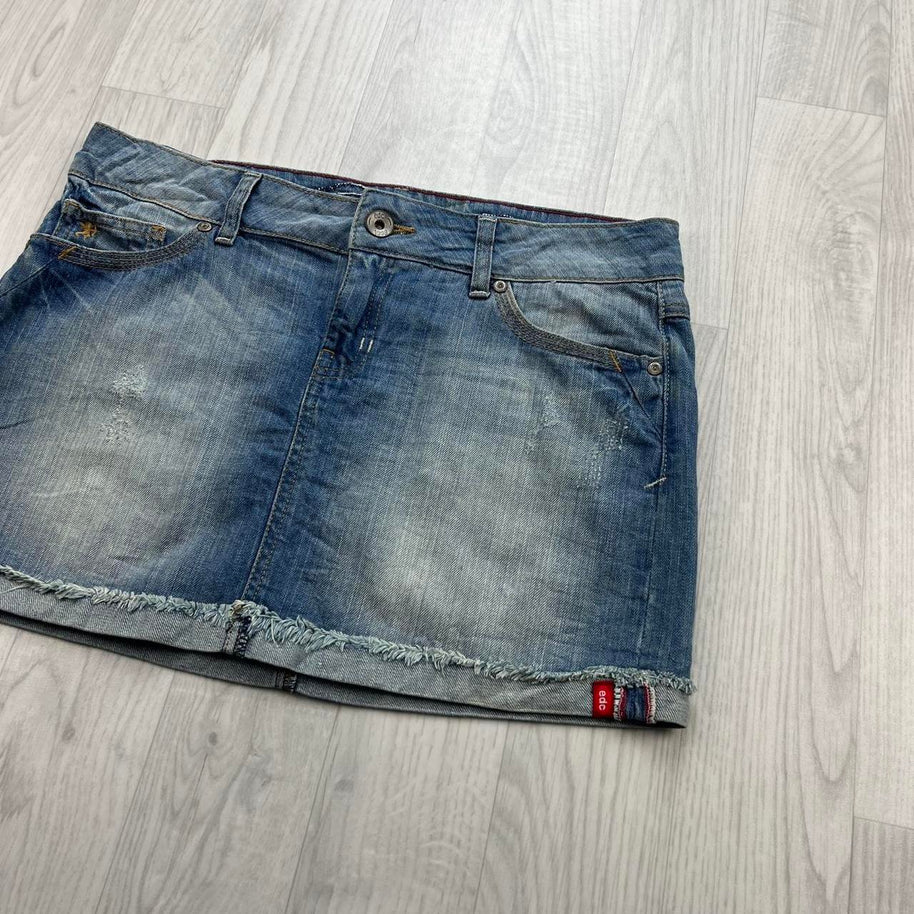 VINTAGE Y2K EDC ESPRIT DENIM MINI SKIRT BLUE