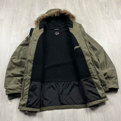 VINTAGE Y2K QUIKSILVER SKI HOODED PARKER JACKET KHAKI