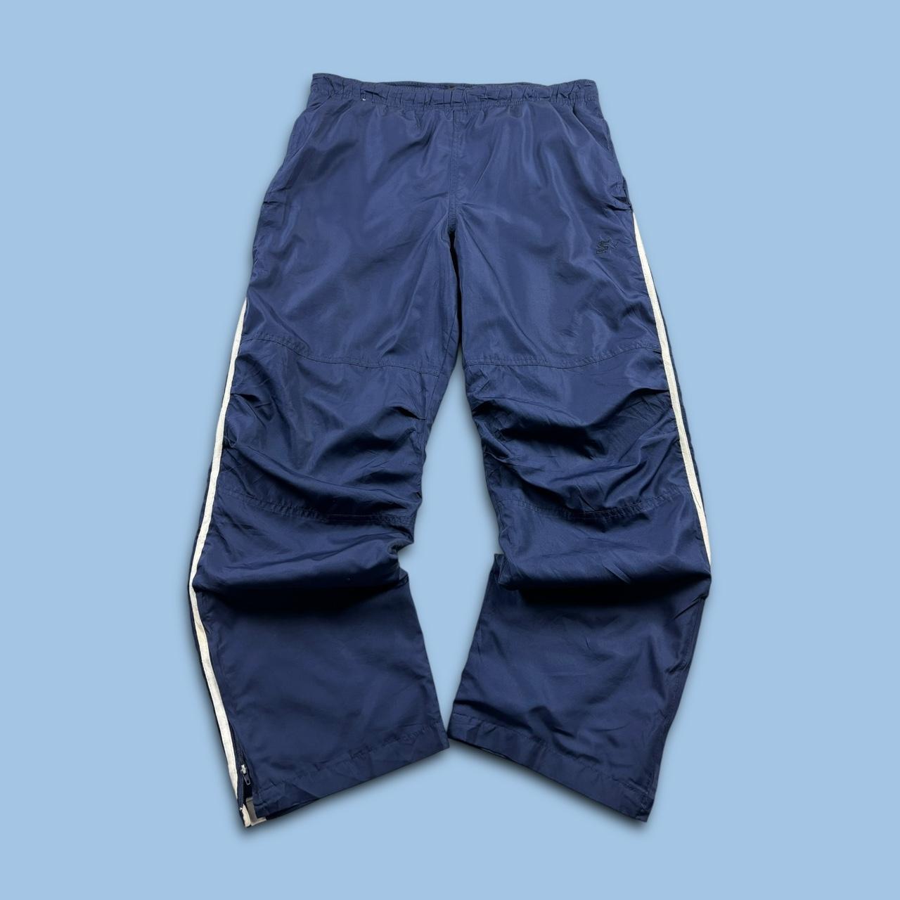 VINTAGE Y2K STARTER BAGGY TRACKSUIT BOTTOMS NAVY BLUE