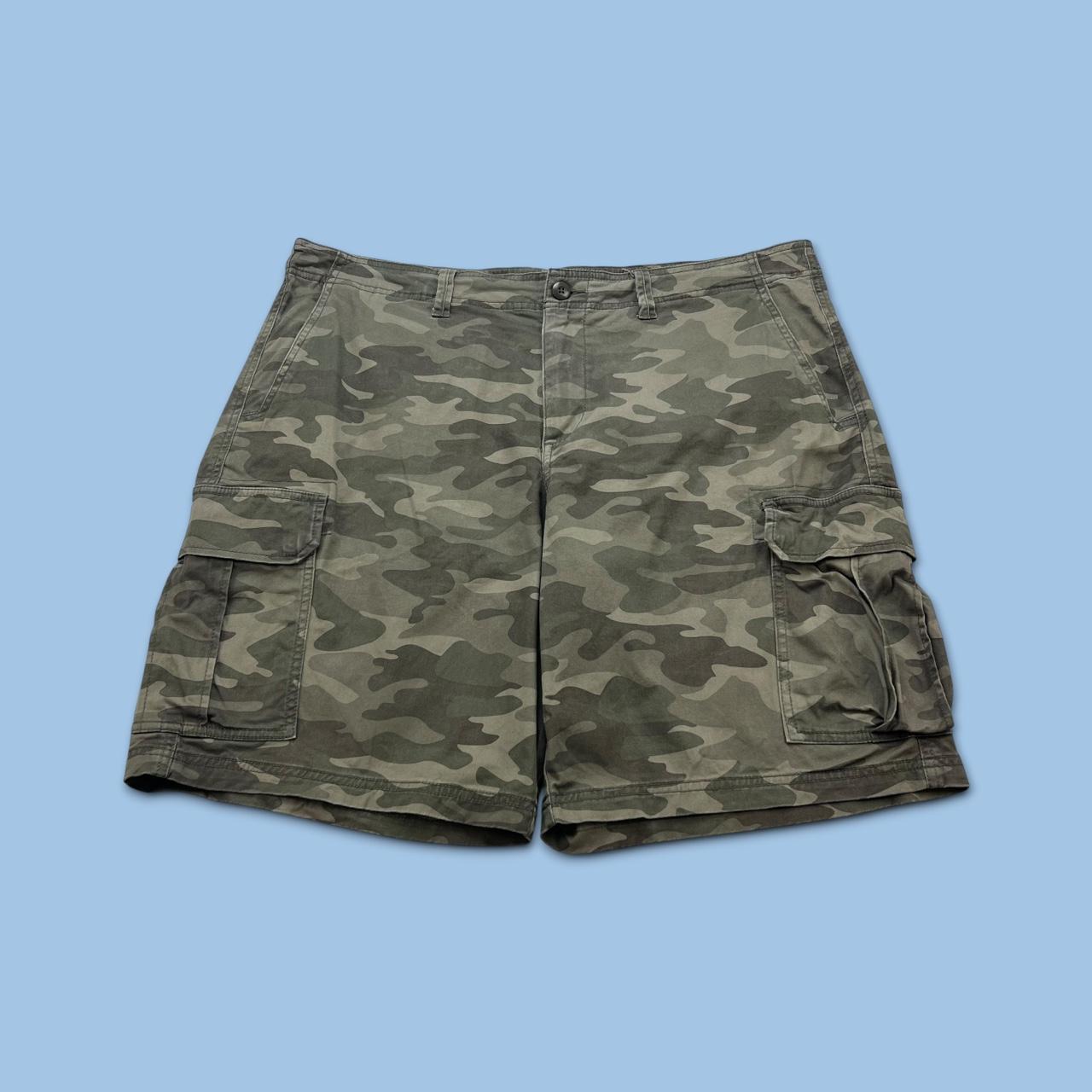 VINTAGE Y2K GEORGE BAGGY CAMO CARGO SHORTS KHAKI GREEN