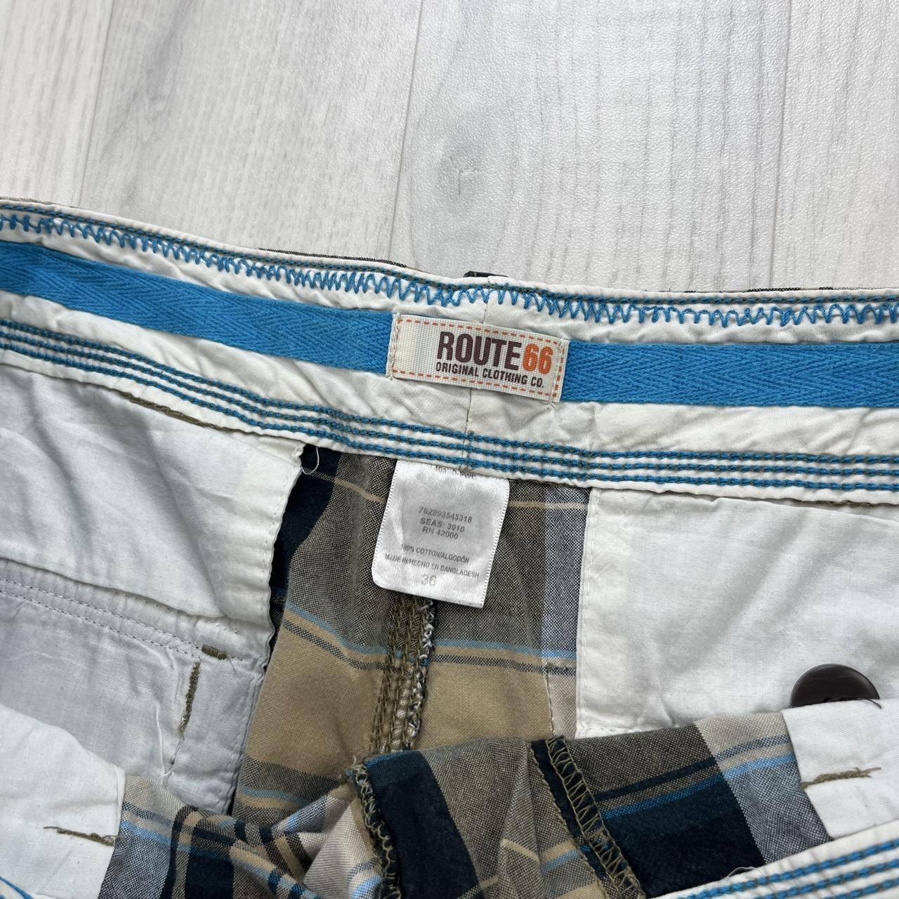 VINTAGE Y2K ROUTE 66 BAGGY CHECKERED PLAID SHORTS BEIGE / BLACK