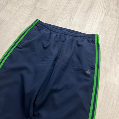 VINTAGE Y2K ADIDAS SIDE STRIPE BAGGY TRACKSUIT BOTTOMS NAVY GREEN