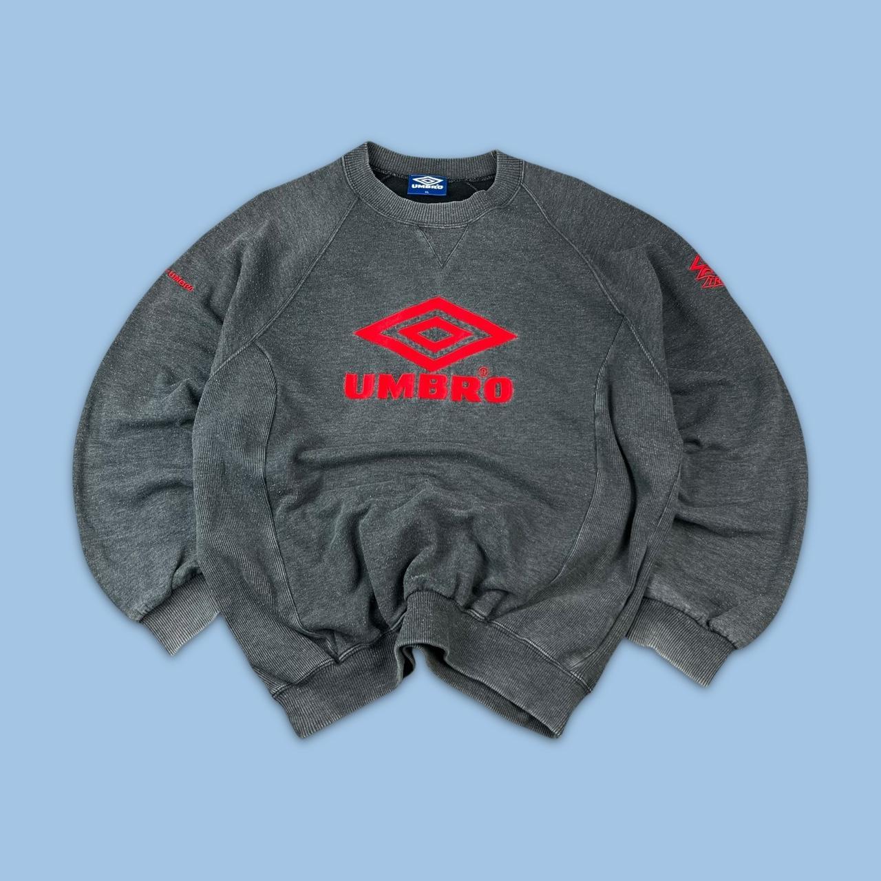 VINTAGE 90s UMBRO SPELL OUT BOXY SWEATSHIRT CHARCOAL GREY