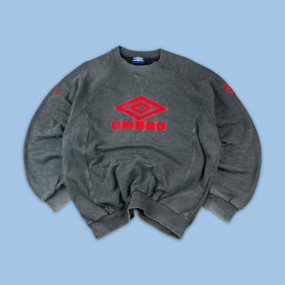 VINTAGE 90s UMBRO SPELL OUT BOXY SWEATSHIRT CHARCOAL GREY