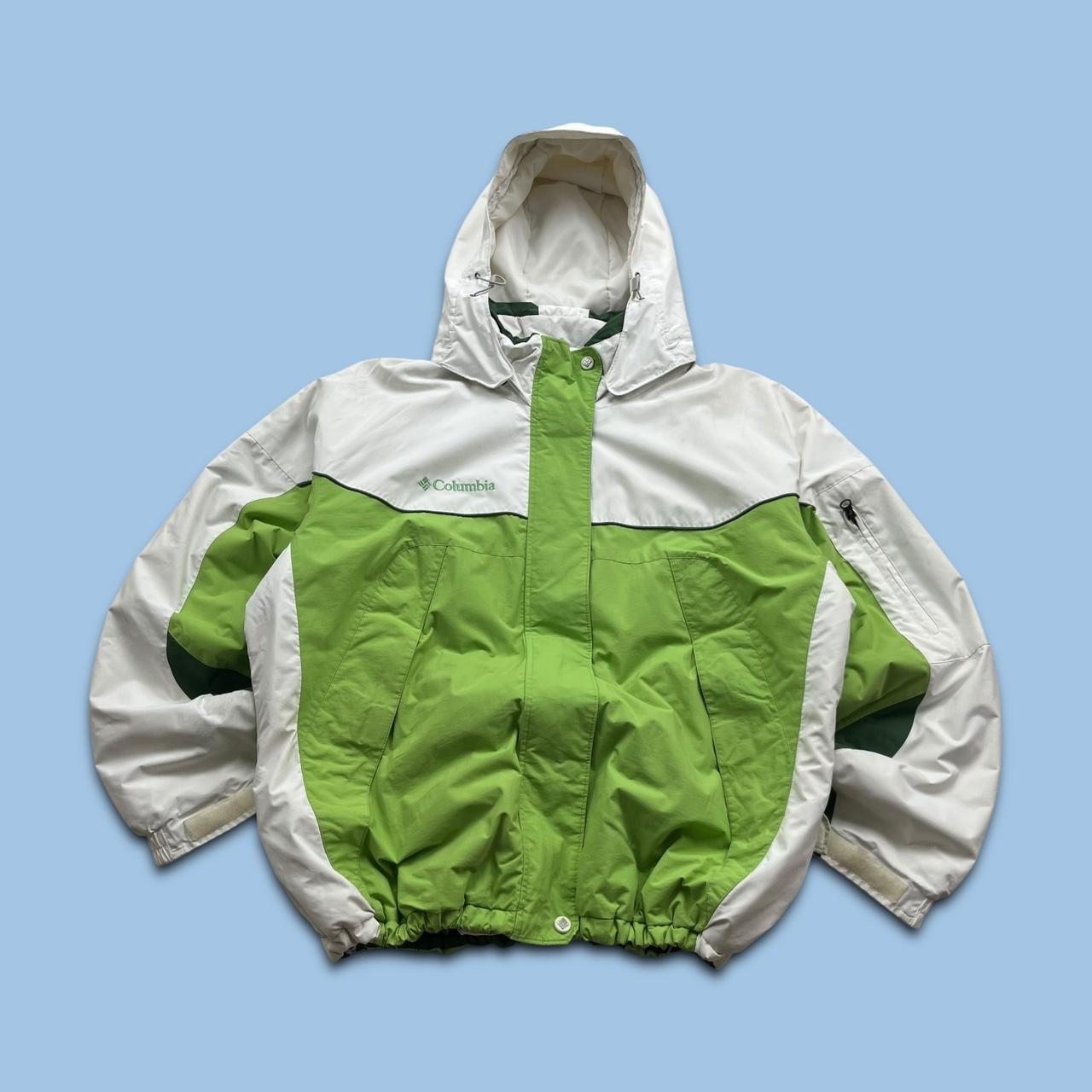 VINTAGE 00s COLUMBIA PANELLED TECHNICAL HOODED JACKET WHITE GREEN