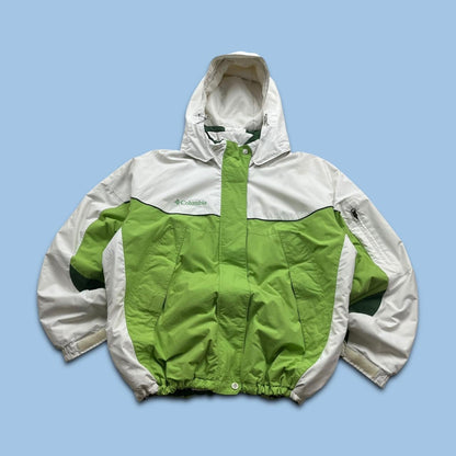 VINTAGE 00s COLUMBIA PANELLED TECHNICAL HOODED JACKET WHITE GREEN
