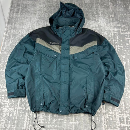 VINTAGE 00s COLUMBIA TECHNICAL HOODED UTILITY JACKET GREEN
