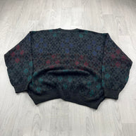 VINTAGE 90s PATTERN KNITTED JUMPER CHARCOAL GREY