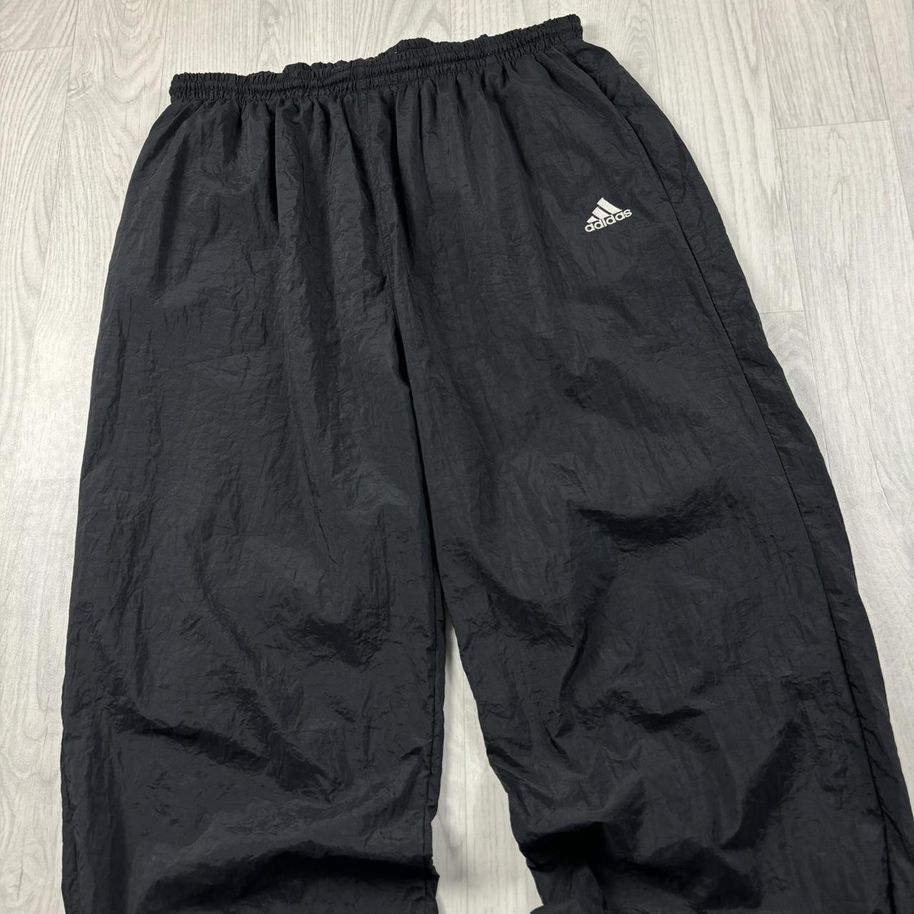 VINTAGE 90s ADIDAS BAGGY SHELL TRACKSUIT BOTTOMS BLACK