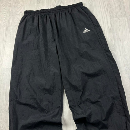 VINTAGE 90s ADIDAS BAGGY SHELL TRACKSUIT BOTTOMS BLACK