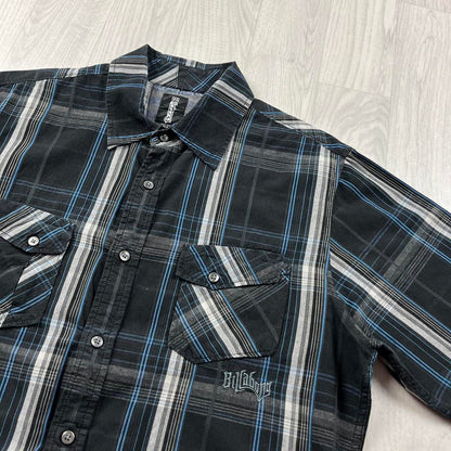 VINTAGE Y2K BILLABONG CHECKERED SHORT SLEEVE SHIRT BLACK