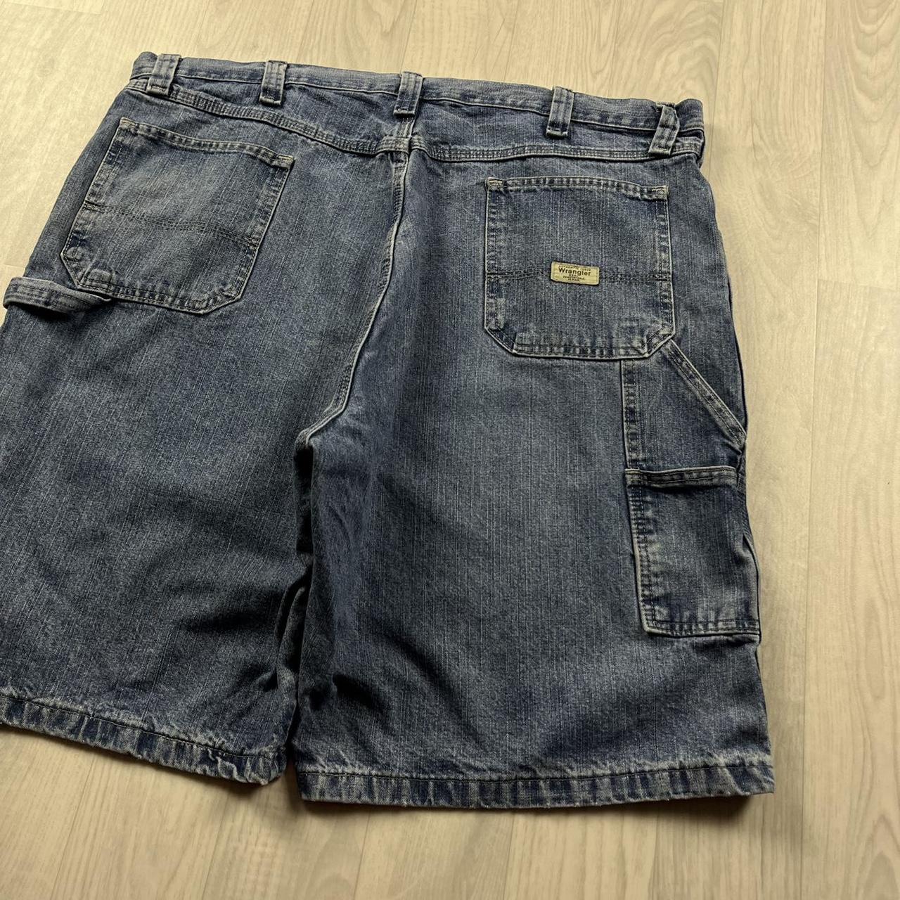 VINTAGE 00s WRANGLER BAGGY LOOSE CARPENTER JORTS BLUE