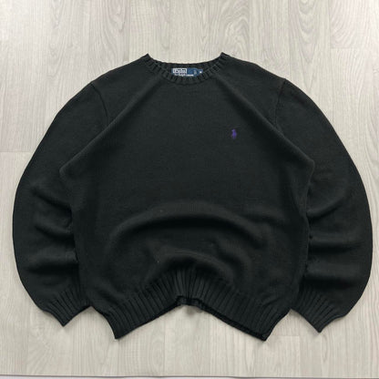 VINTAGE Y2K POLO RALPH LAUREN CHUNKY KNITTED JUMPER BLACK