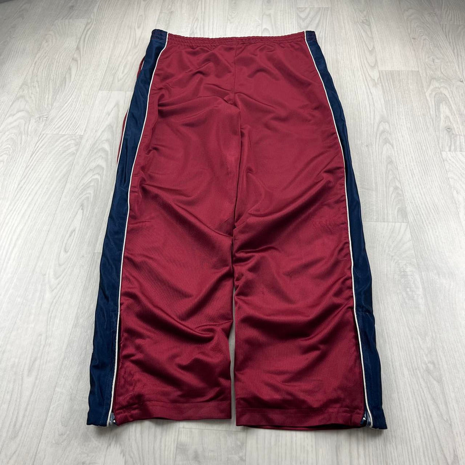 VINTAGE 00s STARTER REVERSIBLE BAGGY TRACKSUIT BOTTOMS BURGUNDY / NAVY