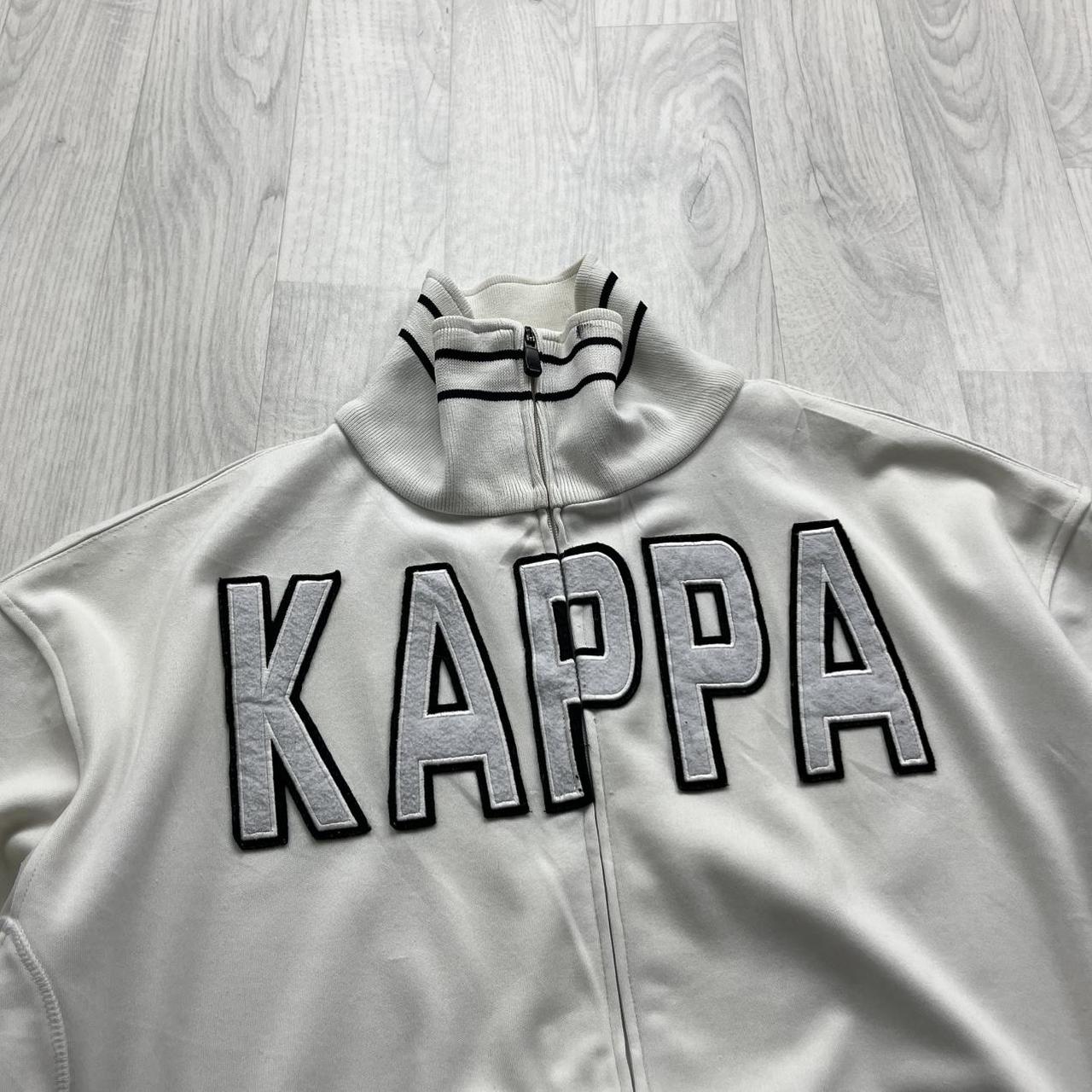 VINTAGE Y2K KAPPA SPELL OUT TRACKSUIT JACKET WHITE