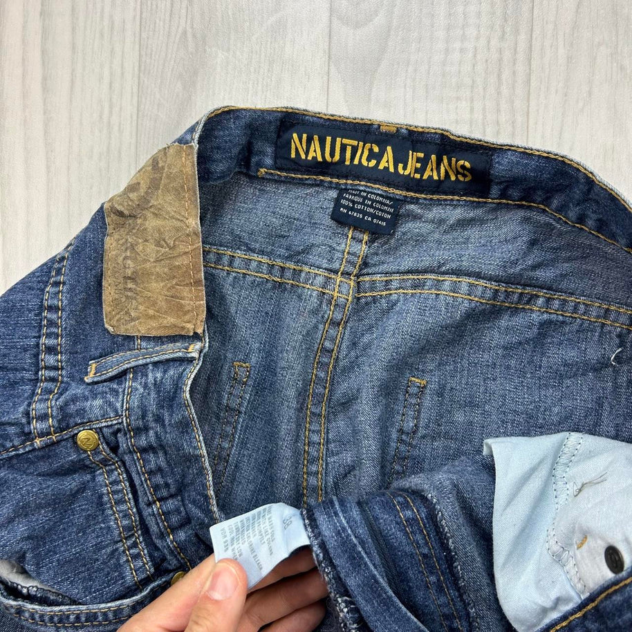 VINTAGE Y2K NAUTICA JEANS BAGGY CARPENTER JORTS BLUE