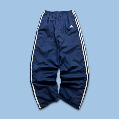 VINTAGE Y2K ADIDAS BAGGY POPPER TRACKSUIT BOTTOMS NAVY BLUE