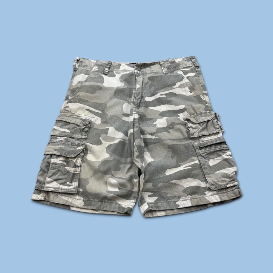 VINTAGE Y2K OCEAN PACIFIC BAGGY CAMO CARGO SHORTS GREY