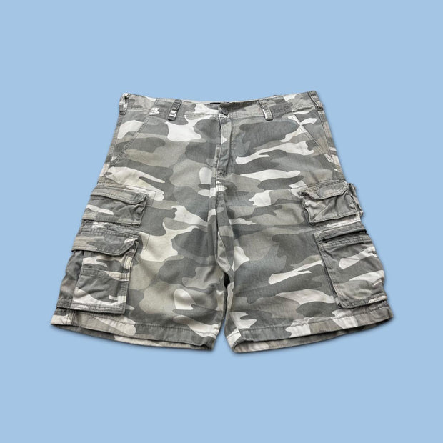 VINTAGE Y2K OCEAN PACIFIC BAGGY CAMO CARGO SHORTS GREY