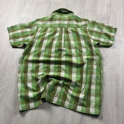 VINTAGE Y2K ANIMAL CHECKERED SHORT SLEEVE SHIRT GREEN