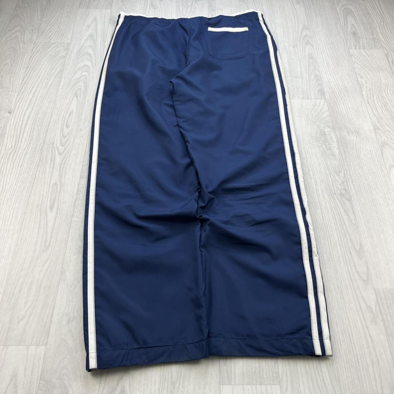 VINTAGE Y2K ADIDAS SIDE STRIPE BAGGY TRACKSUIT BOTTOMS NAVY