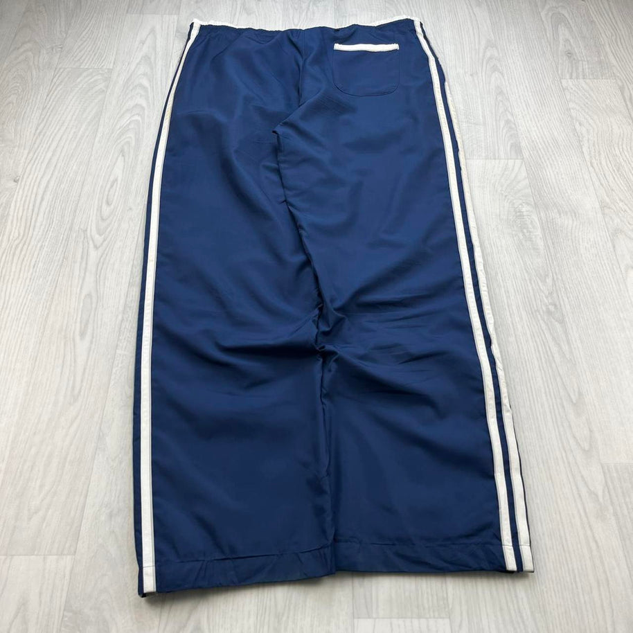 VINTAGE Y2K ADIDAS SIDE STRIPE BAGGY TRACKSUIT BOTTOMS NAVY