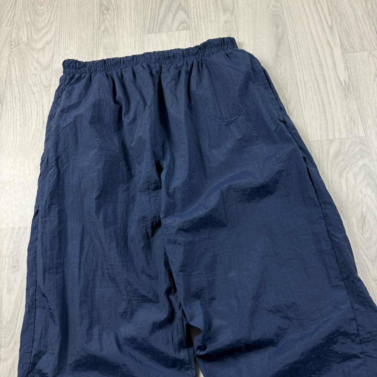VINTAGE 90s REEBOK BAGGY TRACKSUIT BOTTOMS NAVY BLUE