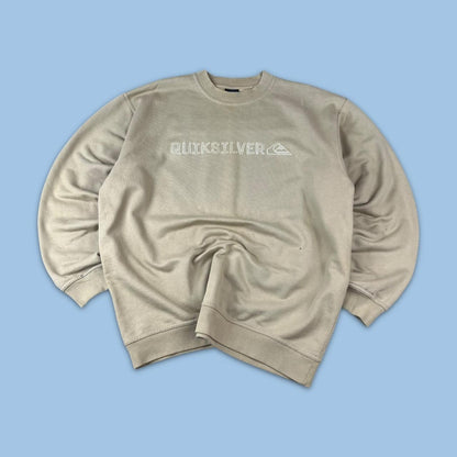 VINTAGE Y2K QUIKSILVER SPELL OUT BOXY SWEATSHIRT BEIGE