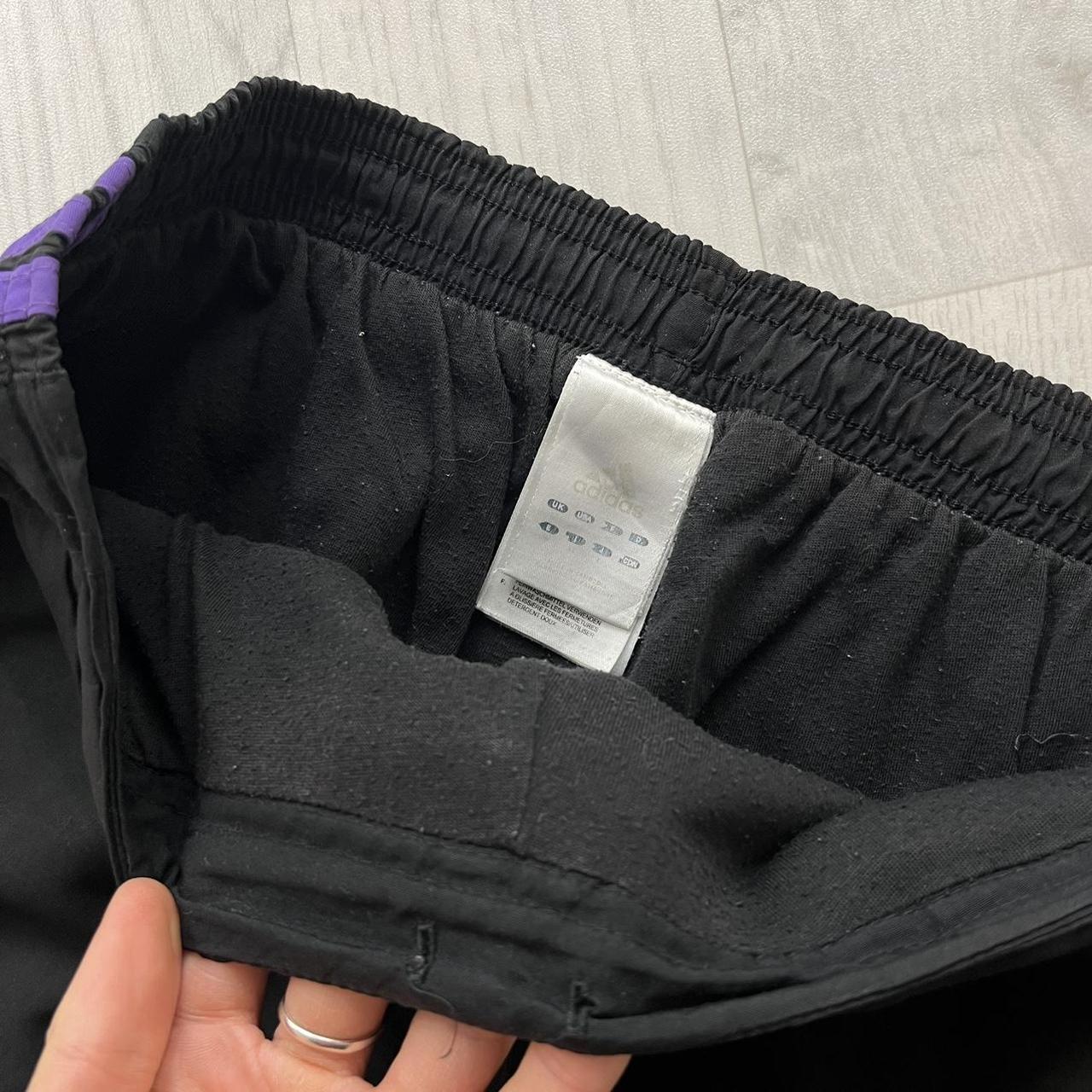VINTAGE Y2K ADIDAS BAGGY TRACKSUIT BOTTOMS BLACK / PURPLE