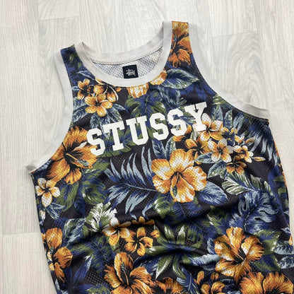 STUSSY FLORAL TANK TOP HAWAII BASKETBALL MESH JERSEY