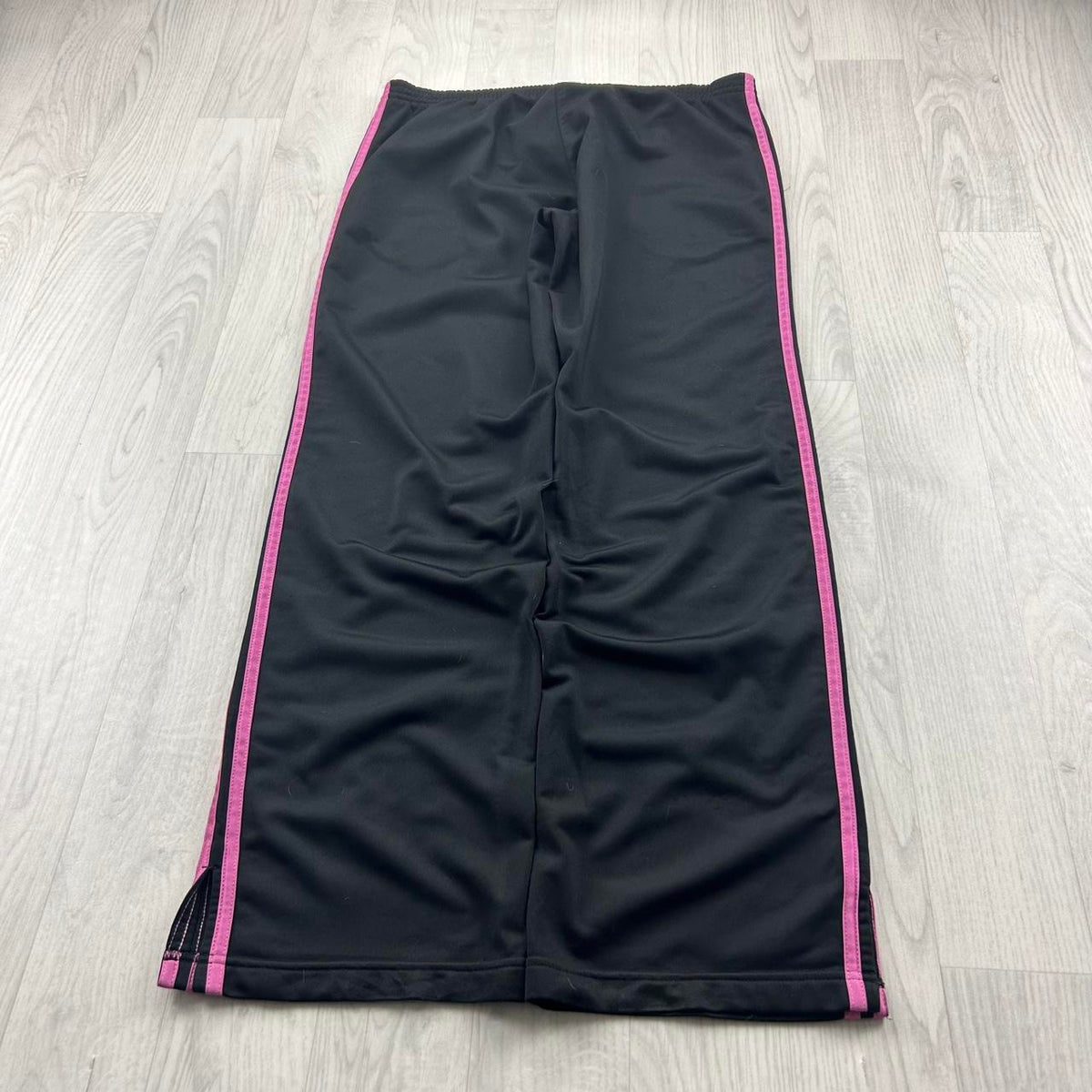 VINTAGE Y2K ADIDAS STRAIGHT LEG TRACKSUIT BOTTOMS BLACK / PINK