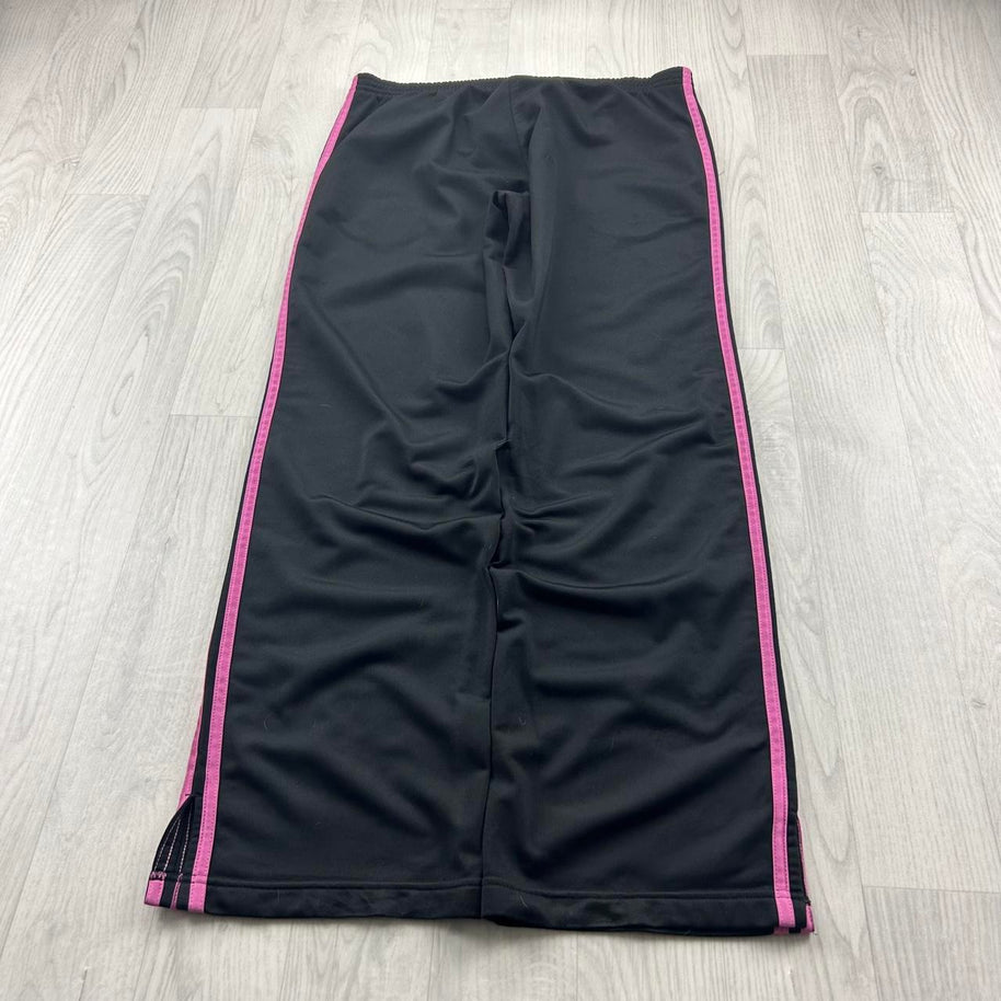 VINTAGE Y2K ADIDAS STRAIGHT LEG TRACKSUIT BOTTOMS BLACK / PINK