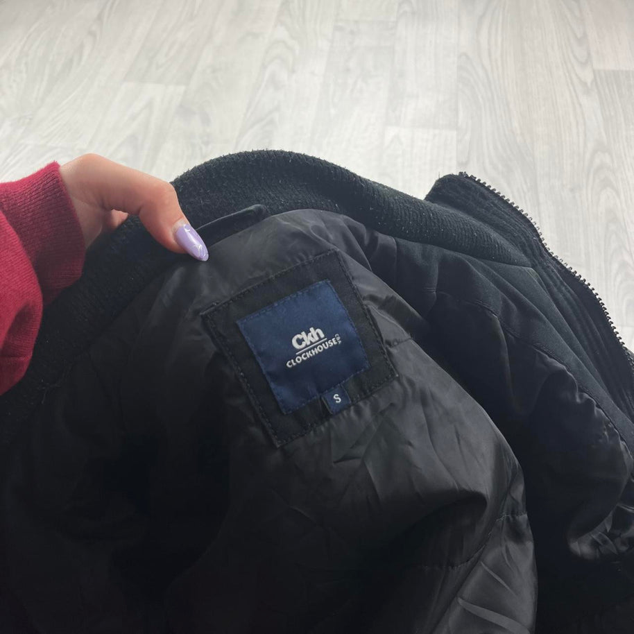 VINTAGE Y2K CLOCKHOUSE HOODED WORKWEAR BOMBER JACKET BLACK