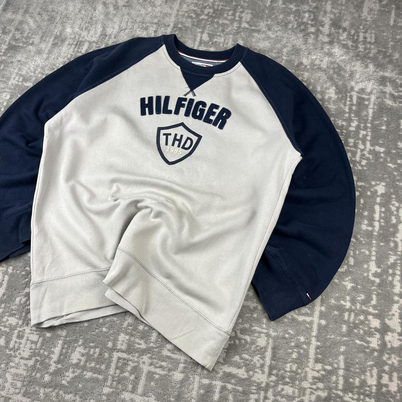 VINTAGE Y2K TOMMY HILFIGER BOXY SWEATSHIRT GREY / NAVY