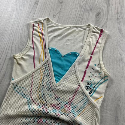 VINTAGE Y2K GRAPHIC VEST TOP WHITE