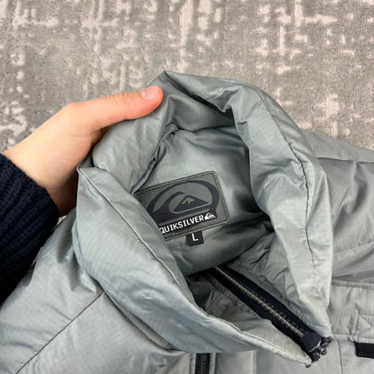 VINTAGE Y2K QUIKSILVER PADDED GILET JACKET GREY