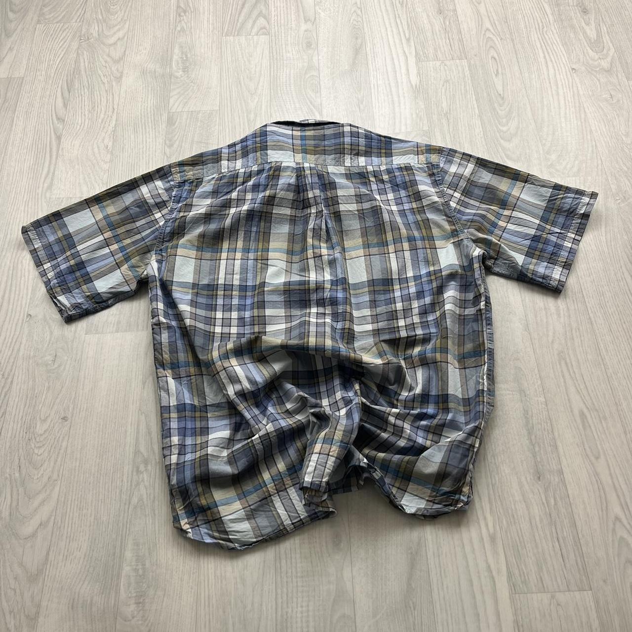 VINTAGE Y2K BARBOUR CHECKERED SHORT SLEEVE SHIRT NAVY BLUE