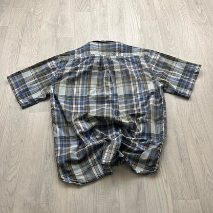 VINTAGE Y2K BARBOUR CHECKERED SHORT SLEEVE SHIRT NAVY BLUE